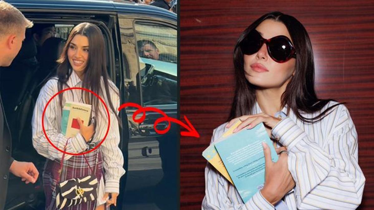 Hande Erçel Paris'te Orhan Pamuk kitaplarıyla gündem oldu