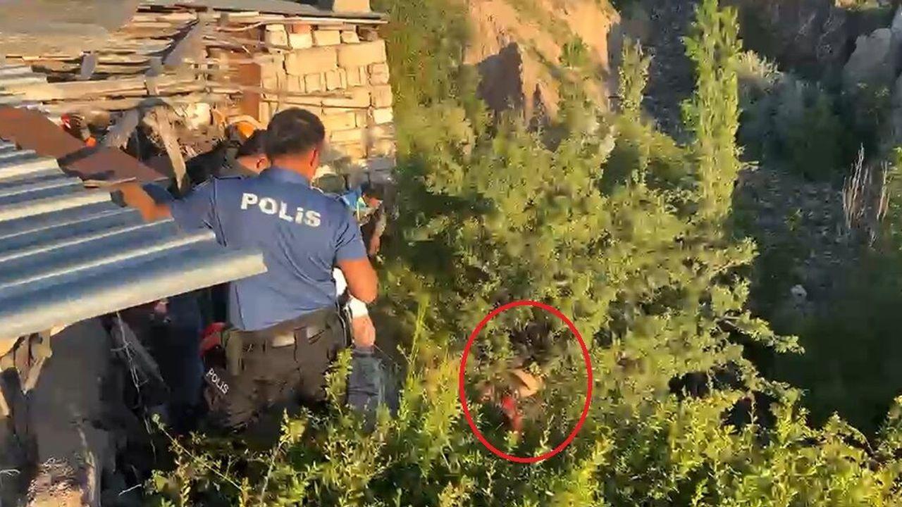 Tedaviyi reddedip kaçtı, dere yatağına düşerek ağaçta asılı kaldı