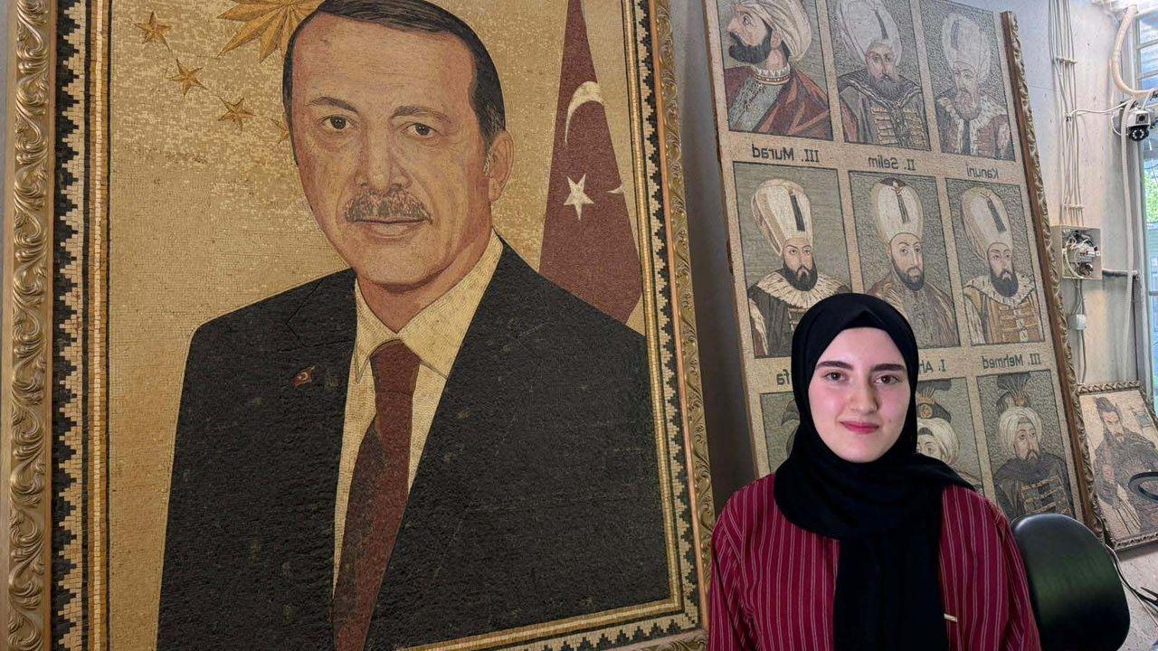 Suriyeli sanatçılar, 100 bin mozaikle Cumhurbaşkanı Erdoğan'ın portresini yaptı