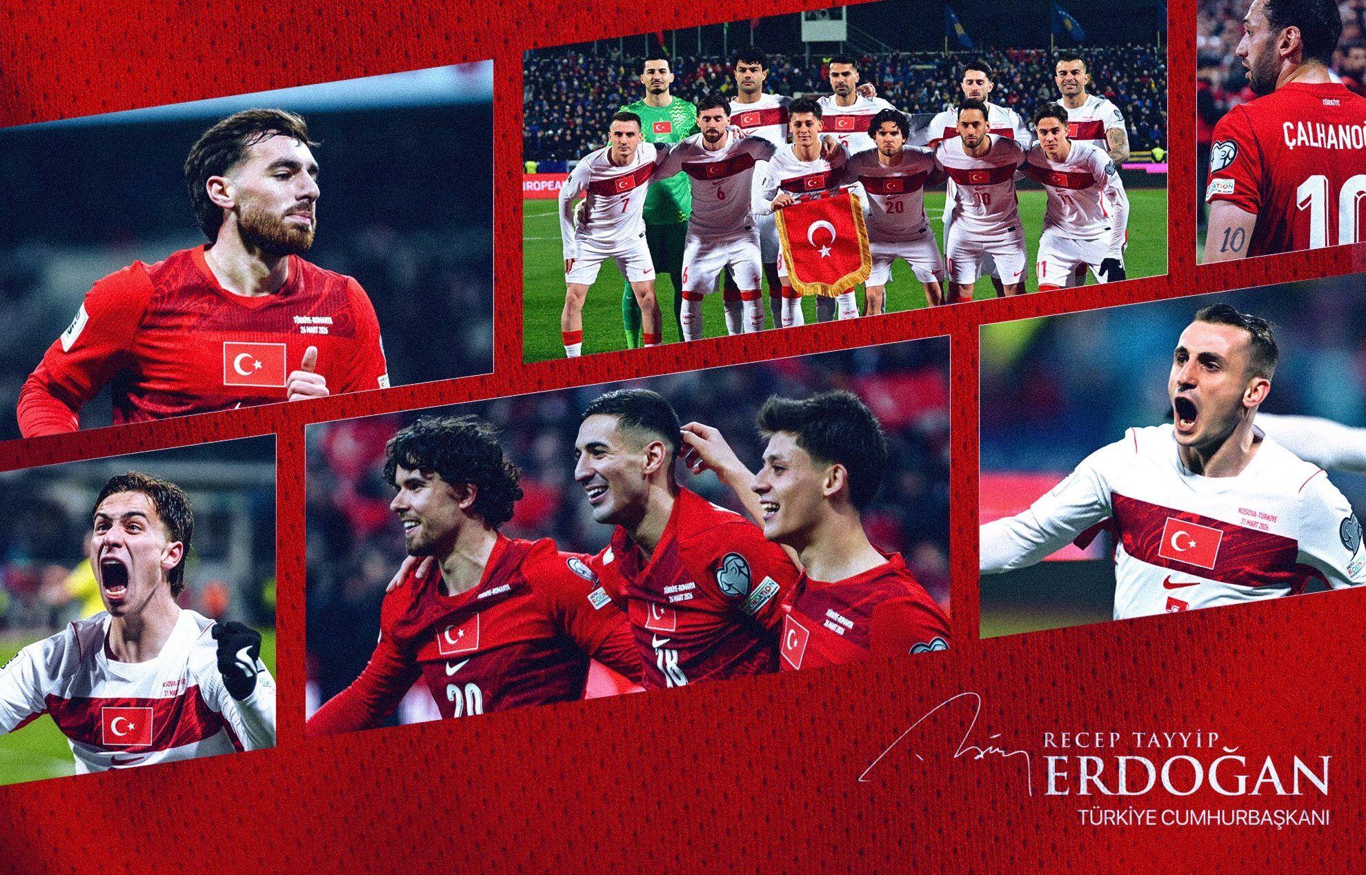 Cumhurbaşkanı Erdoğan’dan A Millî Futbol Takımına tebrik mesajı