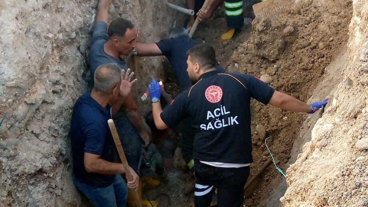 Göçük altında kalan işçiyi itfaiye ekipleri çıkardı