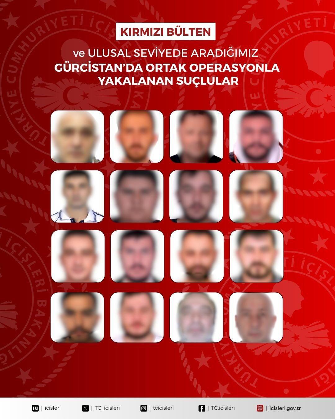 13'ü kırmızı bültenle aranan 16 suçlu Gürcistan'da yakalandı
