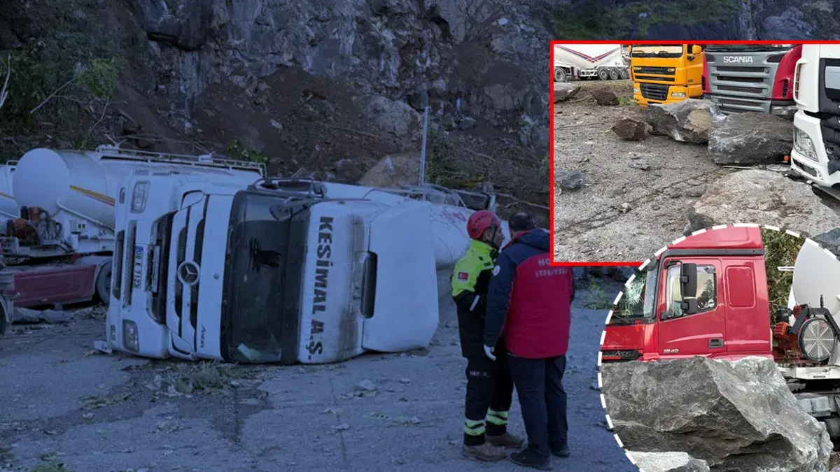 Artvin Hopa'da heyelan: TIR parkına kaya düştü, 1 kişi öldü