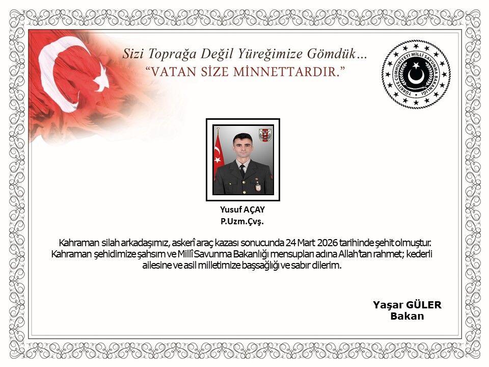 Ağrı'da askeri araç kazası: 1 şehit