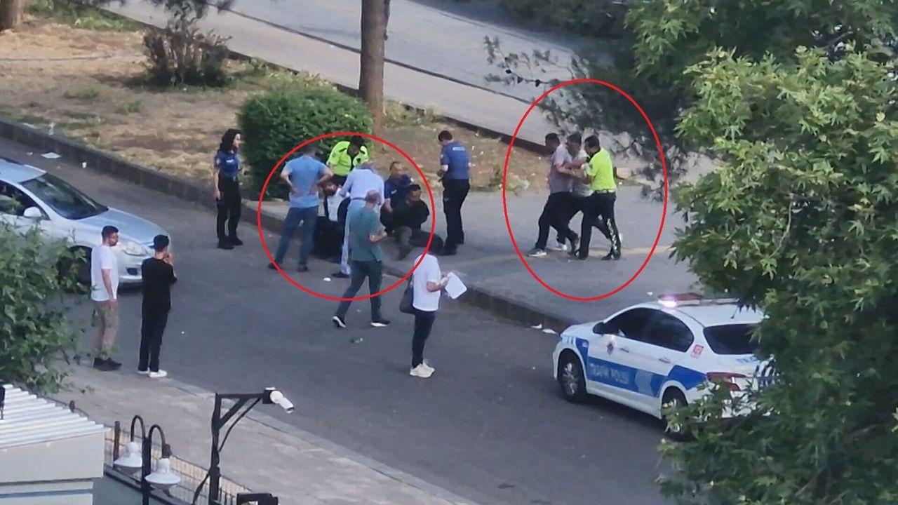 Adliye binasını görüntüleyen kişiler kendilerini uyaran polise saldırdı: 4 gözaltı