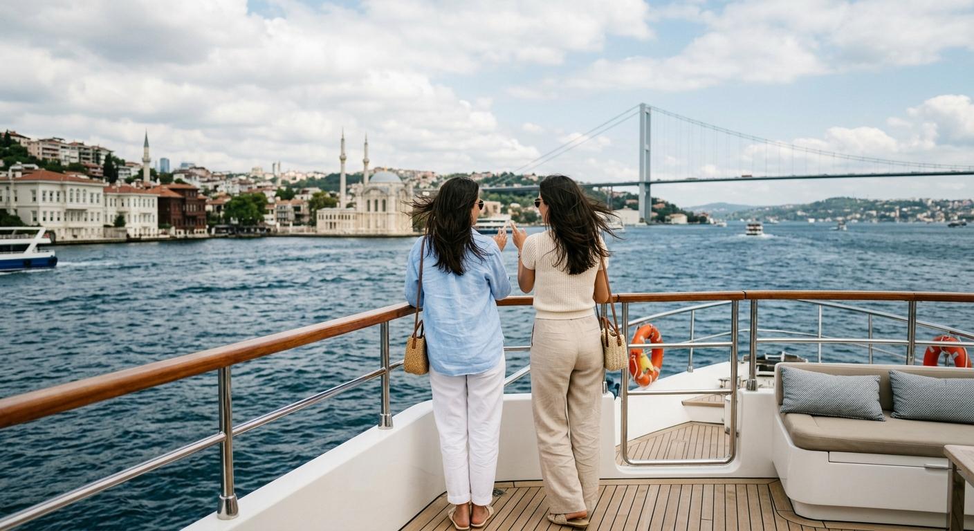 Hazal Filiz Küçükköse ikiz kardeşiyle Boğaz turunda