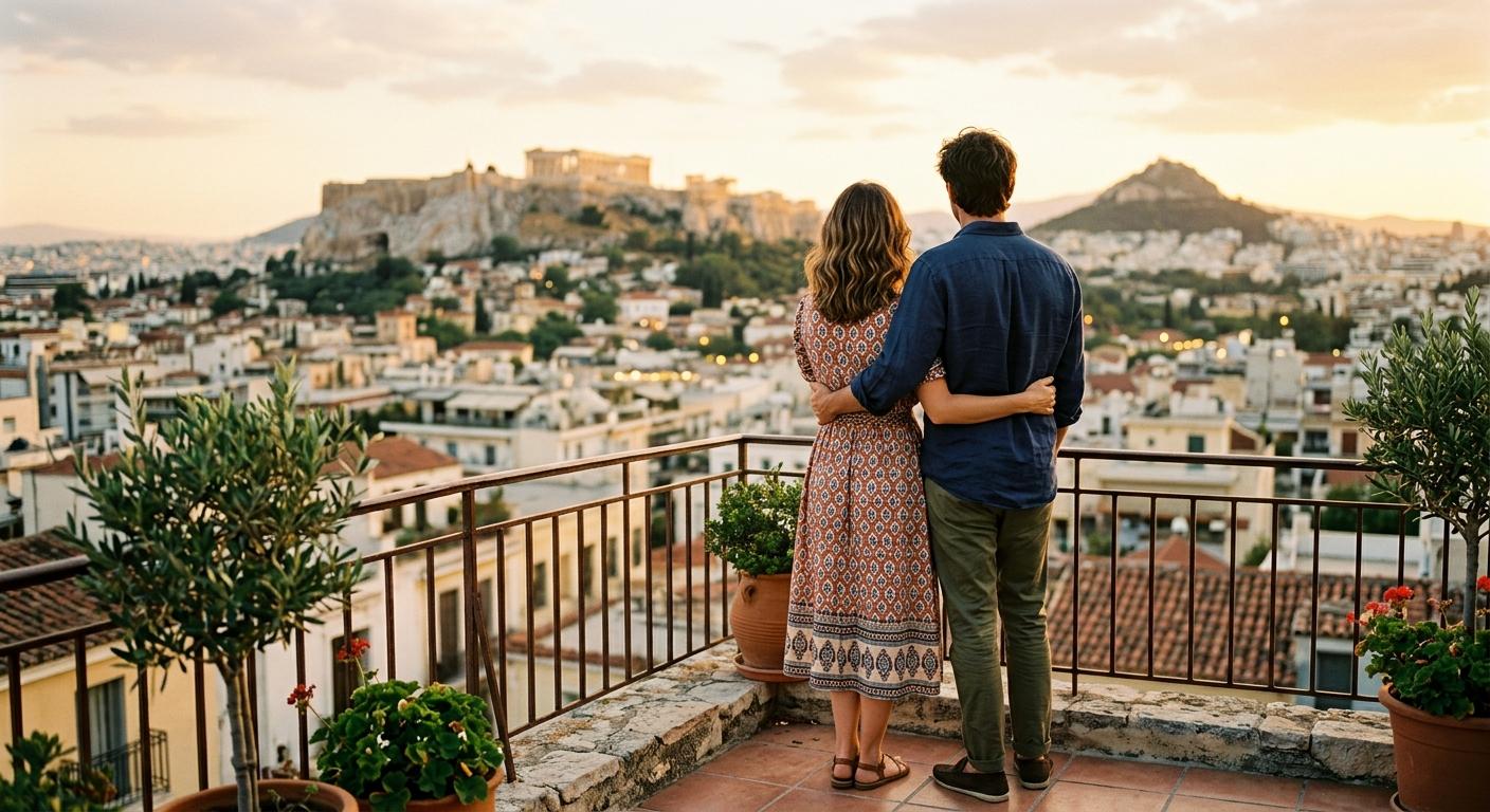 Sinem Ünsal ve Berk Cankat Atina'da romantik tatil